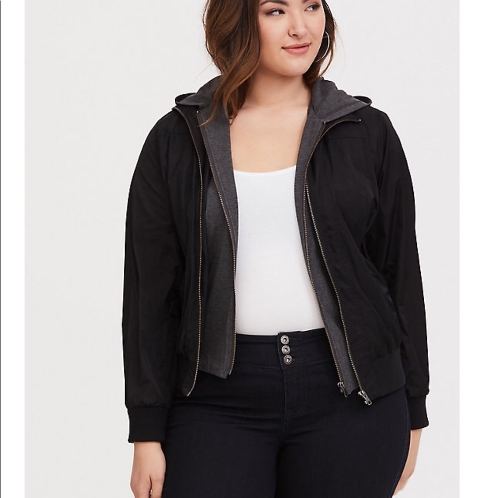 Black Nylon and Knit Jacket
